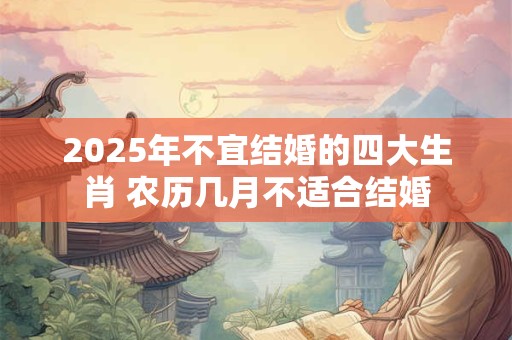 详细阅读:2025年不宜结婚的四大生肖 农历几月不适合结婚 2025年不宜结婚的四大生肖 农历几月不适合结婚