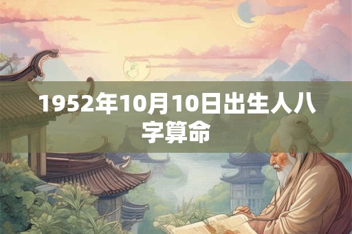 1952年10月10日出生人八字算命