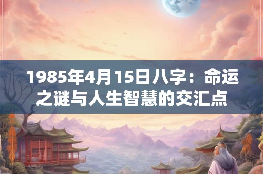 1985年4月15日八字:命运之谜与人生智慧的交汇点 1985年4月15日八字:命运之谜与人生智慧的交汇点