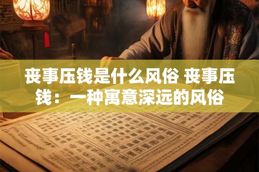 丧事压钱是什么风俗 丧事压钱：一种寓意深远的风俗