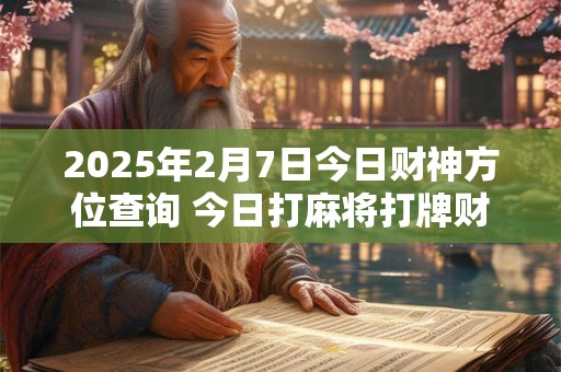 2025年2月7日今日财神方位查询 今日打麻将打牌财运方位