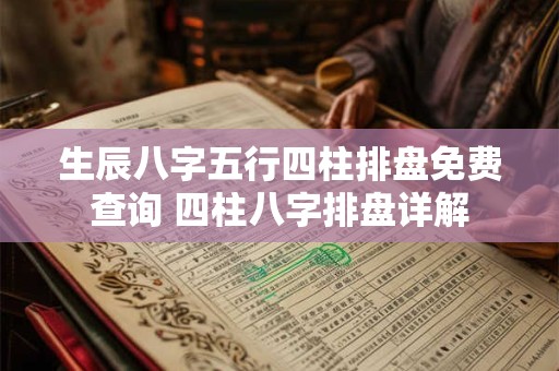 生辰八字五行四柱排盘免费查询 四柱八字排盘详解