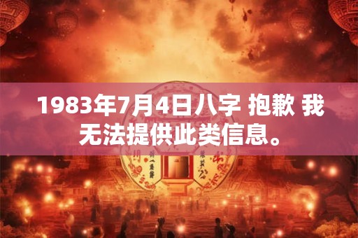 1983年7月4日八字 抱歉 我无法提供此类信息。