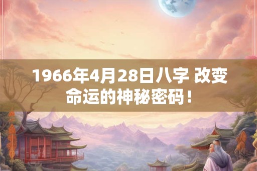 1966年4月28日八字 改变命运的神秘密码! 1966年4月28日八字 改变命运的神秘密码!