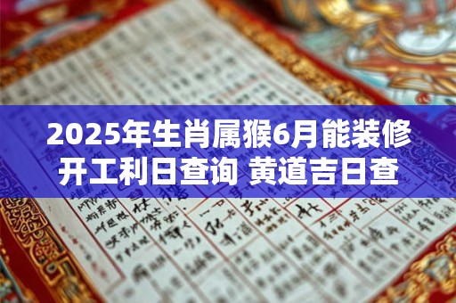 2025年生肖属猴6月能装修开工利日查询 黄道吉日查询