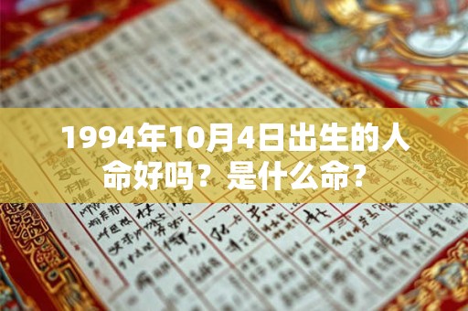 1994年10月4日出生的人命好吗？是什么命？