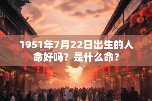 1951年7月22日出生的人命好吗？是什么命？