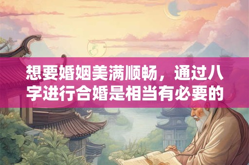 想要婚姻美满顺畅，通过八字进行合婚是相当有必要的。