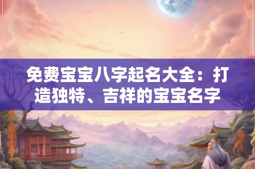 免费宝宝八字起名大全：打造独特、吉祥的宝宝名字