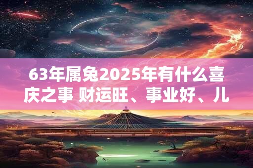 63年属兔2025年有什么喜庆之事 财运旺、事业好、儿女成家