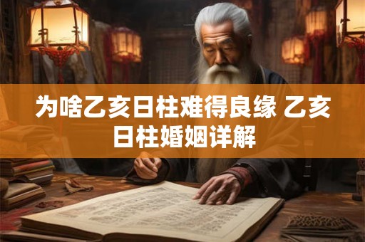 为啥乙亥日柱难得良缘 乙亥日柱婚姻详解