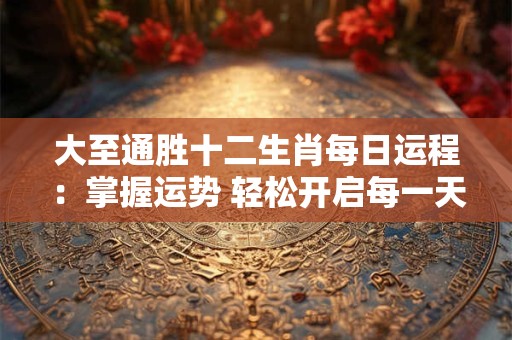 大至通胜十二生肖每日运程：掌握运势 轻松开启每一天！