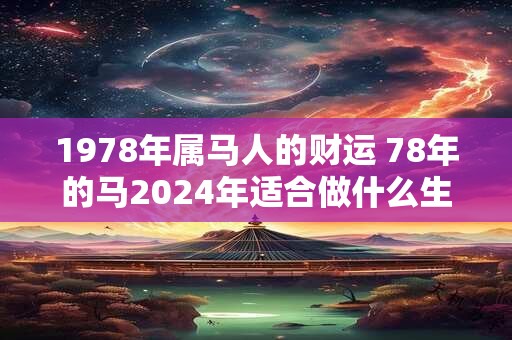 1978年属马人的财运 78年的马2024年适合做什么生意