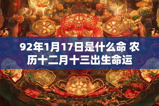 92年1月17日是什么命 农历十二月十三出生命运