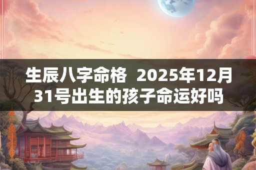 生辰八字命格  2025年12月31号出生的孩子命运好吗