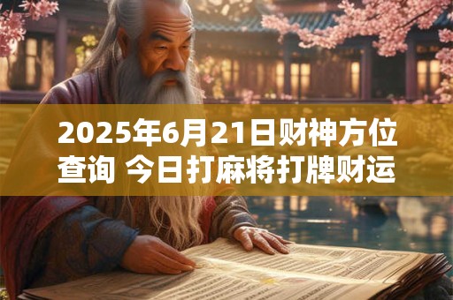 2025年6月21日财神方位查询 今日打麻将打牌财运方位