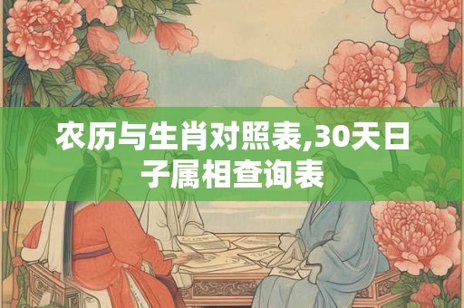 农历与生肖对照表,30天日子属相查询表