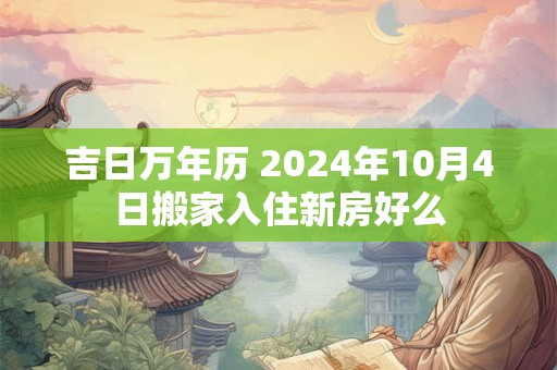 详细阅读:吉日万年历 2024年10月4日搬家入住新房好么 吉日万年历 2024年10月4日搬家入住新房好么