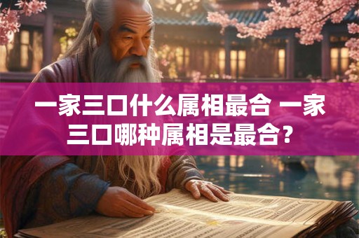 一家三口什么属相最合 一家三口哪种属相是最合？