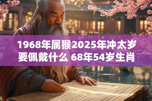 1968年属猴2025年冲太岁要佩戴什么 68年54岁生肖猴犯太岁怎么化解
