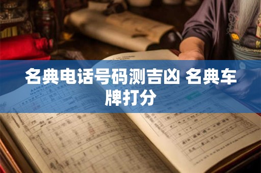 名典电话号码测吉凶 名典车牌打分