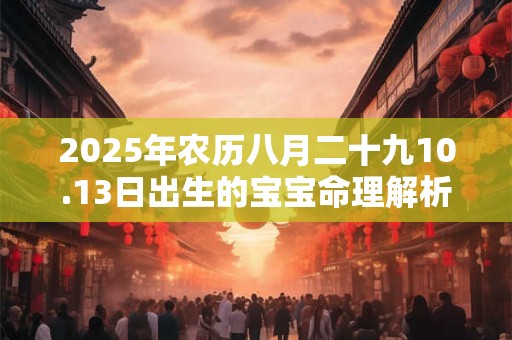 2025年农历八月二十九10.13日出生的宝宝命理解析！