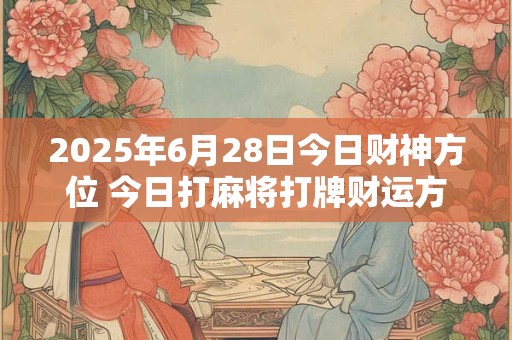 2025年6月28日今日财神方位 今日打麻将打牌财运方位！