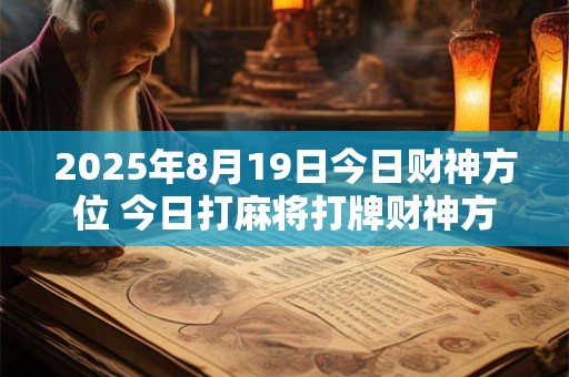 2025年8月19日今日财神方位 今日打麻将打牌财神方位！