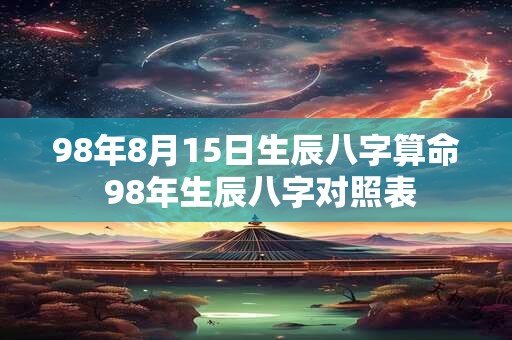 98年8月15日生辰八字算命 98年生辰八字对照表