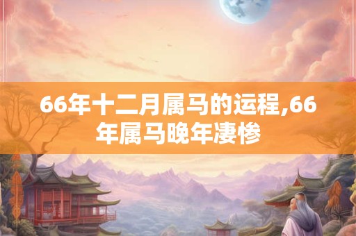 66年十二月属马的运程,66年属马晚年凄惨