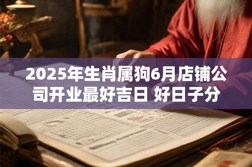 2025年生肖属狗6月店铺公司开业最好吉日 好日子分析