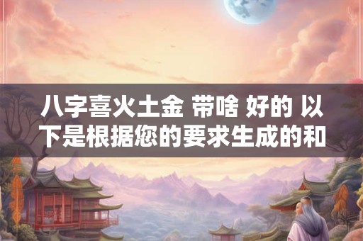 八字喜火土金 带啥 好的 以下是根据您的要求生成的和