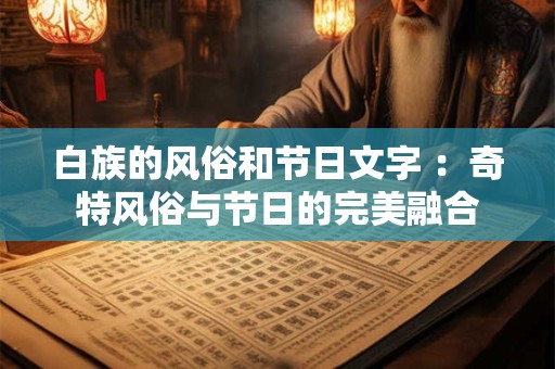 白族的风俗和节日文字 ：奇特风俗与节日的完美融合