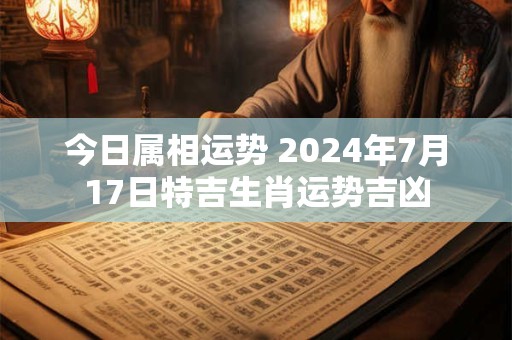 今日属相运势 2024年7月17日特吉生肖运势吉凶