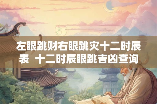 左眼跳财右眼跳灾十二时辰表  十二时辰眼跳吉凶查询