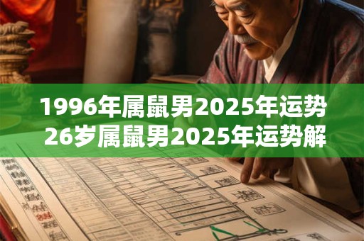 1996年属鼠男2025年运势 26岁属鼠男2025年运势解析