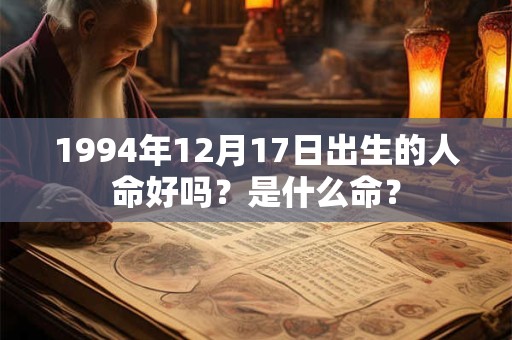 1994年12月17日出生的人命好吗？是什么命？