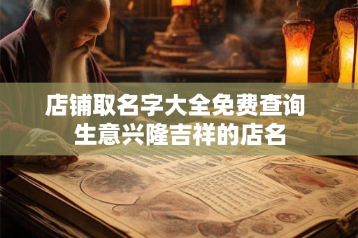 店铺取名字大全免费查询 生意兴隆吉祥的店名
