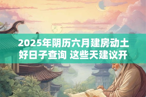 2025年阴历六月建房动土好日子查询 这些天建议开工