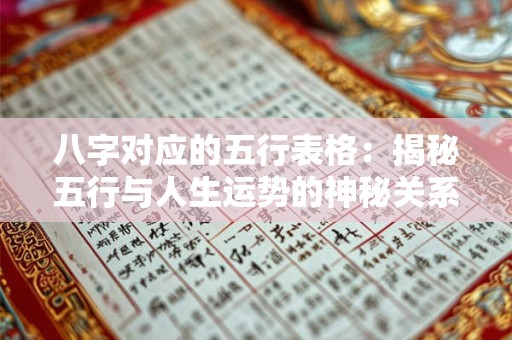 八字对应的五行表格:揭秘五行与人生运势的神秘关系 八字对应的五行表格:揭秘五行与人生运势的神秘关系