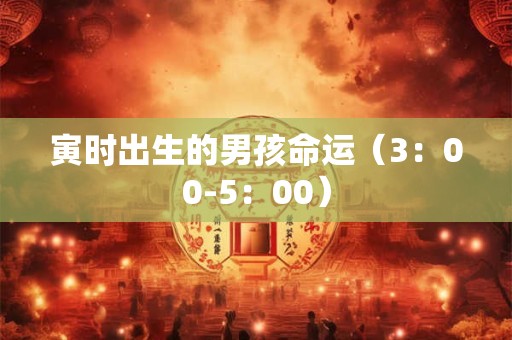 寅时出生的男孩命运（3：00-5：00）