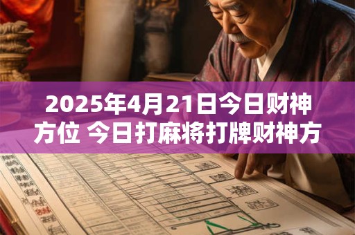 详细阅读:2025年4月21日今日财神方位 今日打麻将打牌财神方位! 2025年4月21日今日财神方位 今日打麻将打牌财神方位!