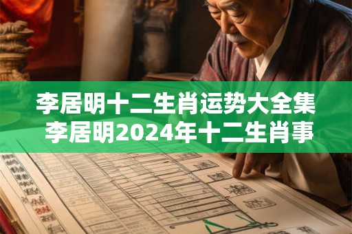 李居明十二生肖运势大全集 李居明2024年十二生肖事业运势