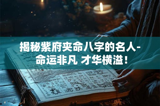 详细阅读:揭秘紫府夹命八字的名人- 命运非凡 才华横溢! 揭秘紫府夹命八字的名人- 命运非凡 才华横溢!