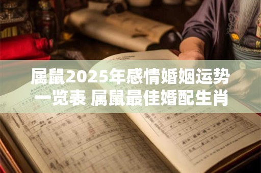 属鼠2026年感情婚姻运势一览表 属鼠最佳婚配生肖