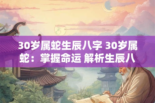 30岁属蛇生辰八字 30岁属蛇：掌握命运 解析生辰八字