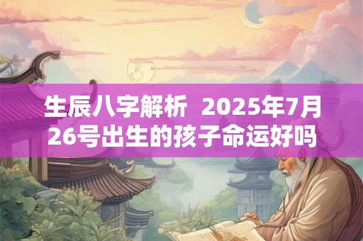 生辰八字解析  2025年7月26号出生的孩子命运好吗
