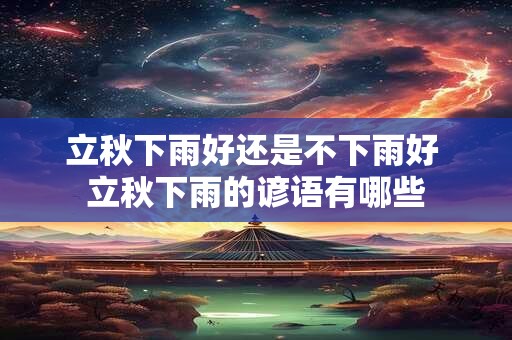 立秋下雨好还是不下雨好 立秋下雨的谚语有哪些 立秋下雨好还是不下雨好 立秋下雨的谚语有哪些