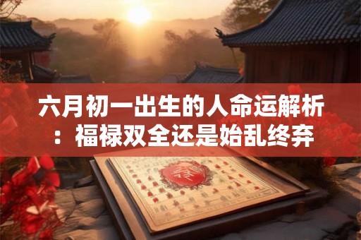 六月初一出生的人命运解析：福禄双全还是始乱终弃