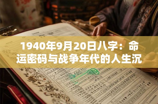 1940年9月20日八字：命运密码与战争年代的人生沉浮